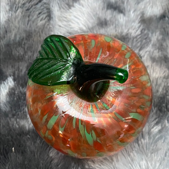 Handblown Orange Glass Pumpkin with Green Stem - Home Art - Picture 10 of 16